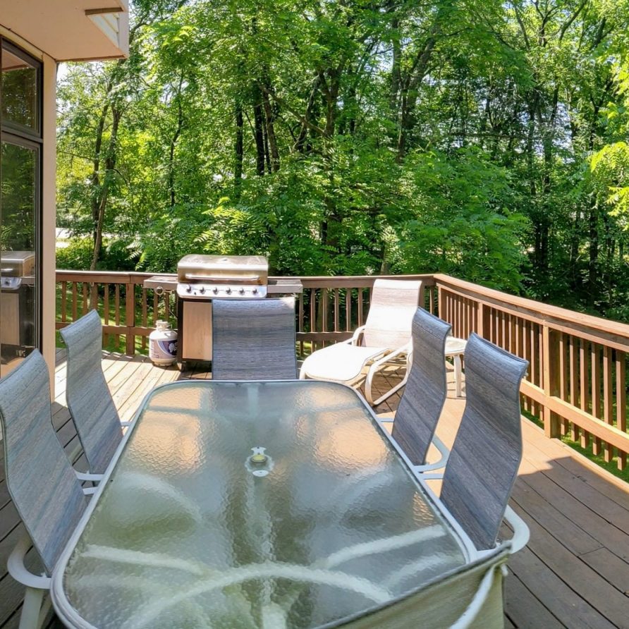 Back deck with eating area grill and lounge
